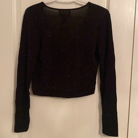 H&M Sparkly Black deep V neck with button - Picture 3 of 6